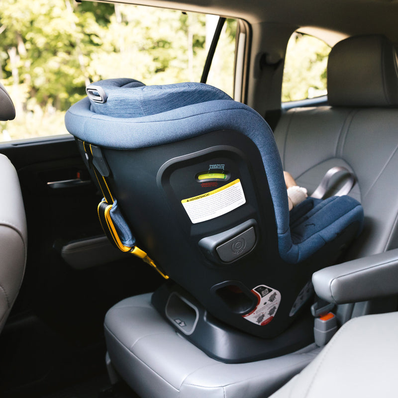 Baby rear-facing in UPPAbaby Rove Convertible Car Seat - Cody - Coastal Blue Mélange