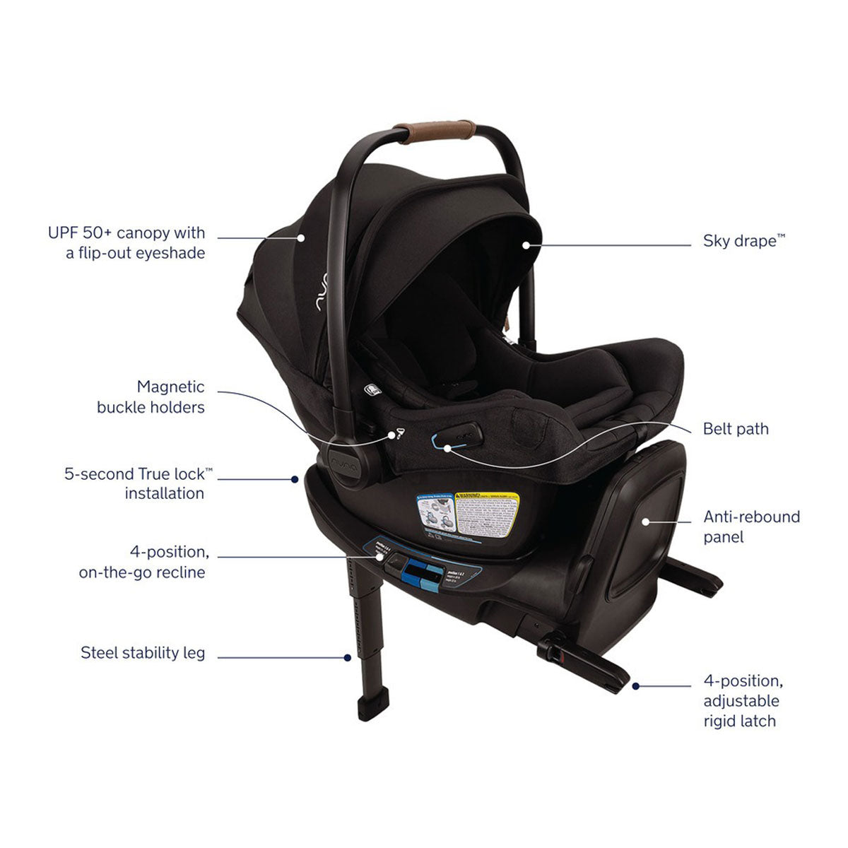 Nuna PIPA Aire RX Infant Car Seat with RELX Base - Caviar