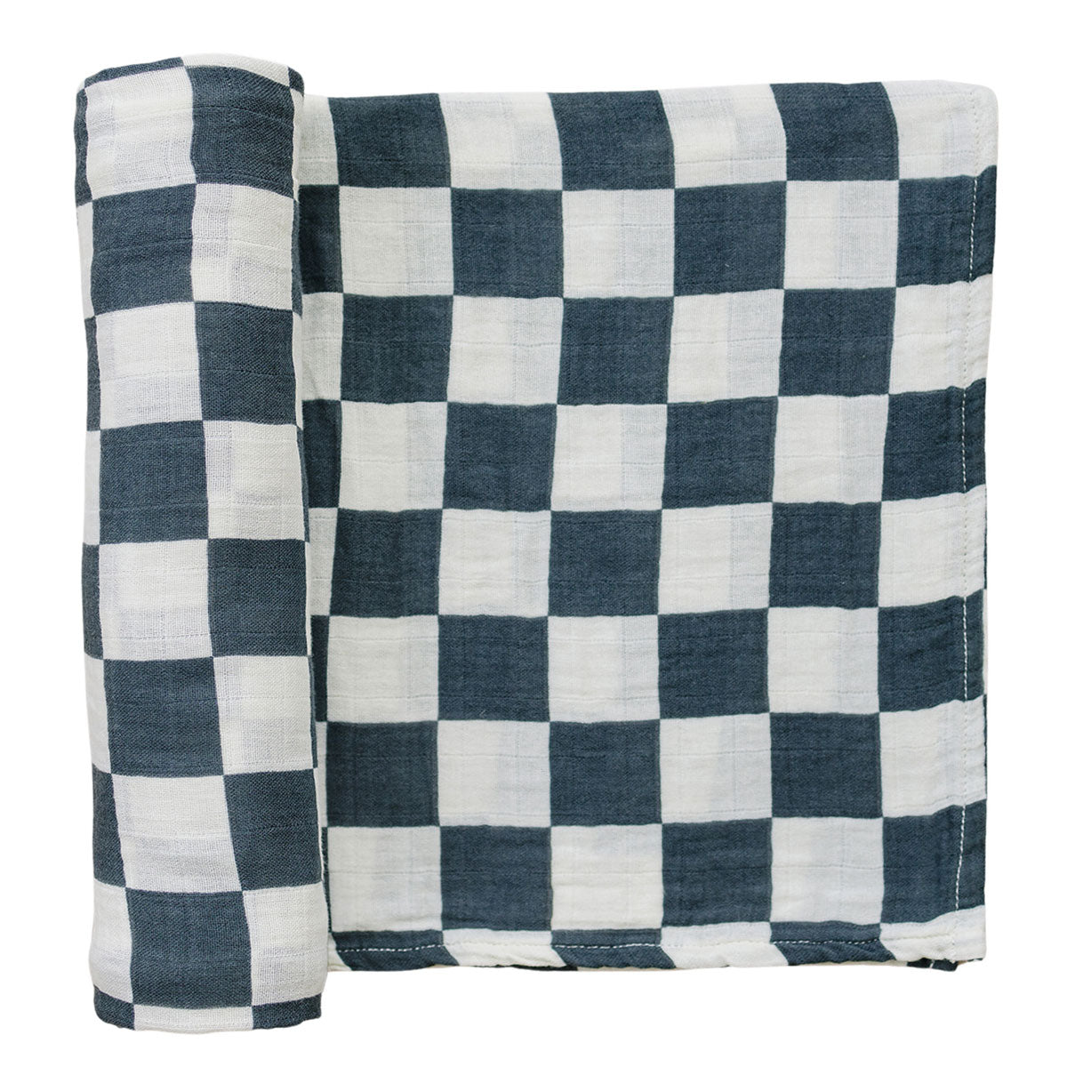 Mebie Baby Muslin Swaddle Blanket - Charcoal Checkered