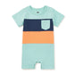 Tea Collection Pop Pocket Shortie Baby Romper - Canal Blue