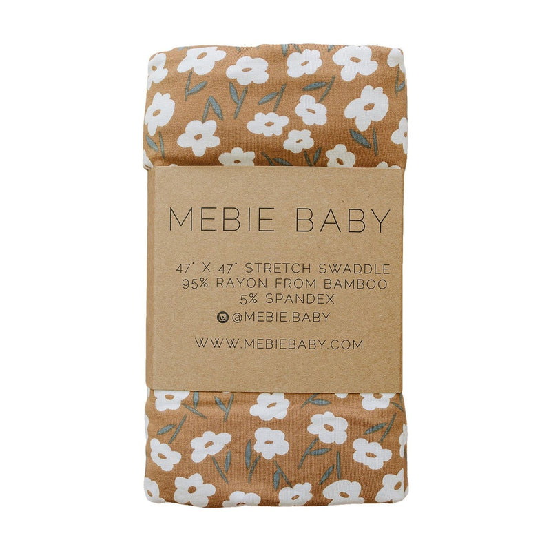 Mebie Baby Bamboo Stretch Swaddle Blanket - Mustard Floral