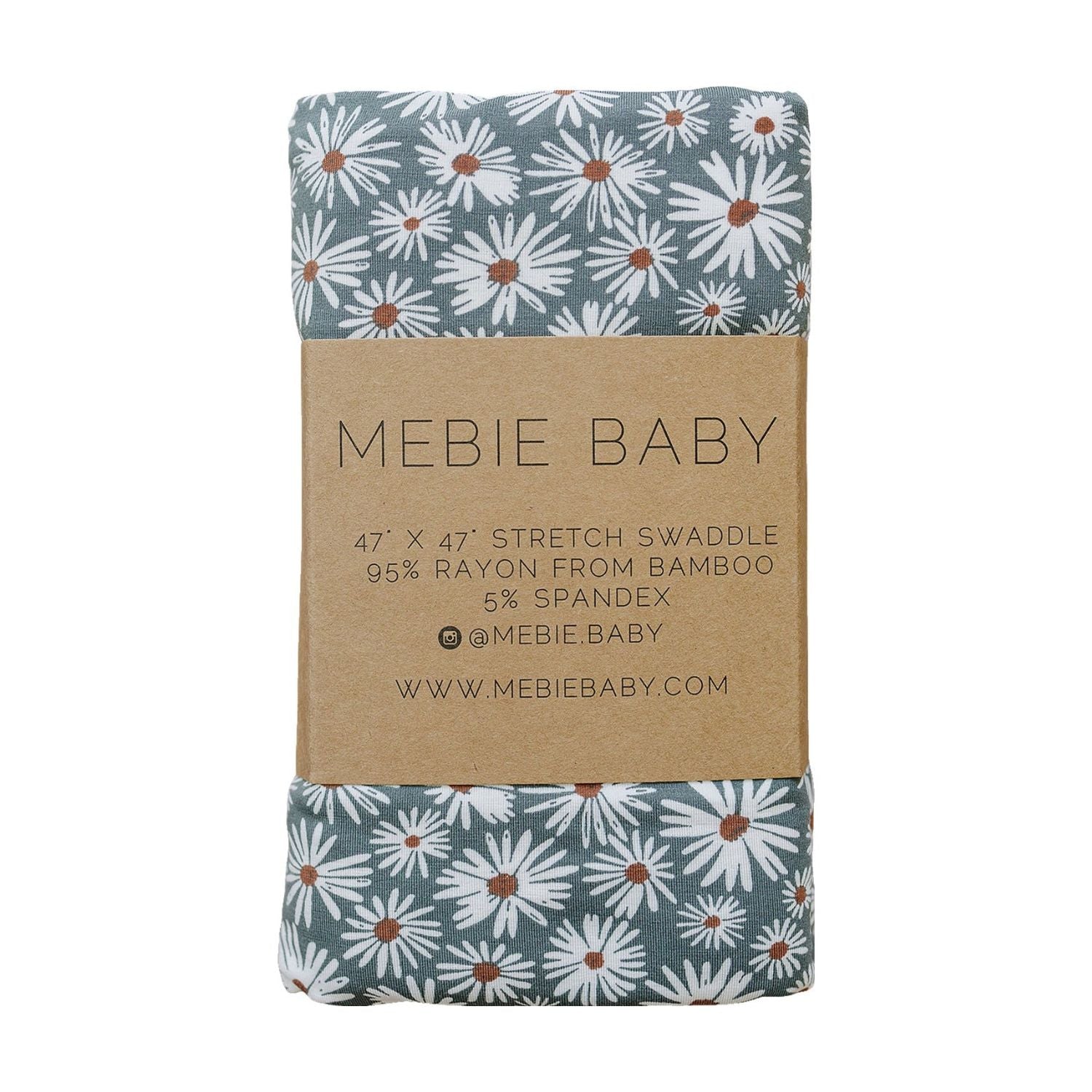 Mebie Baby Bamboo Stretch Swaddle Blanket - Dark Green Daisy