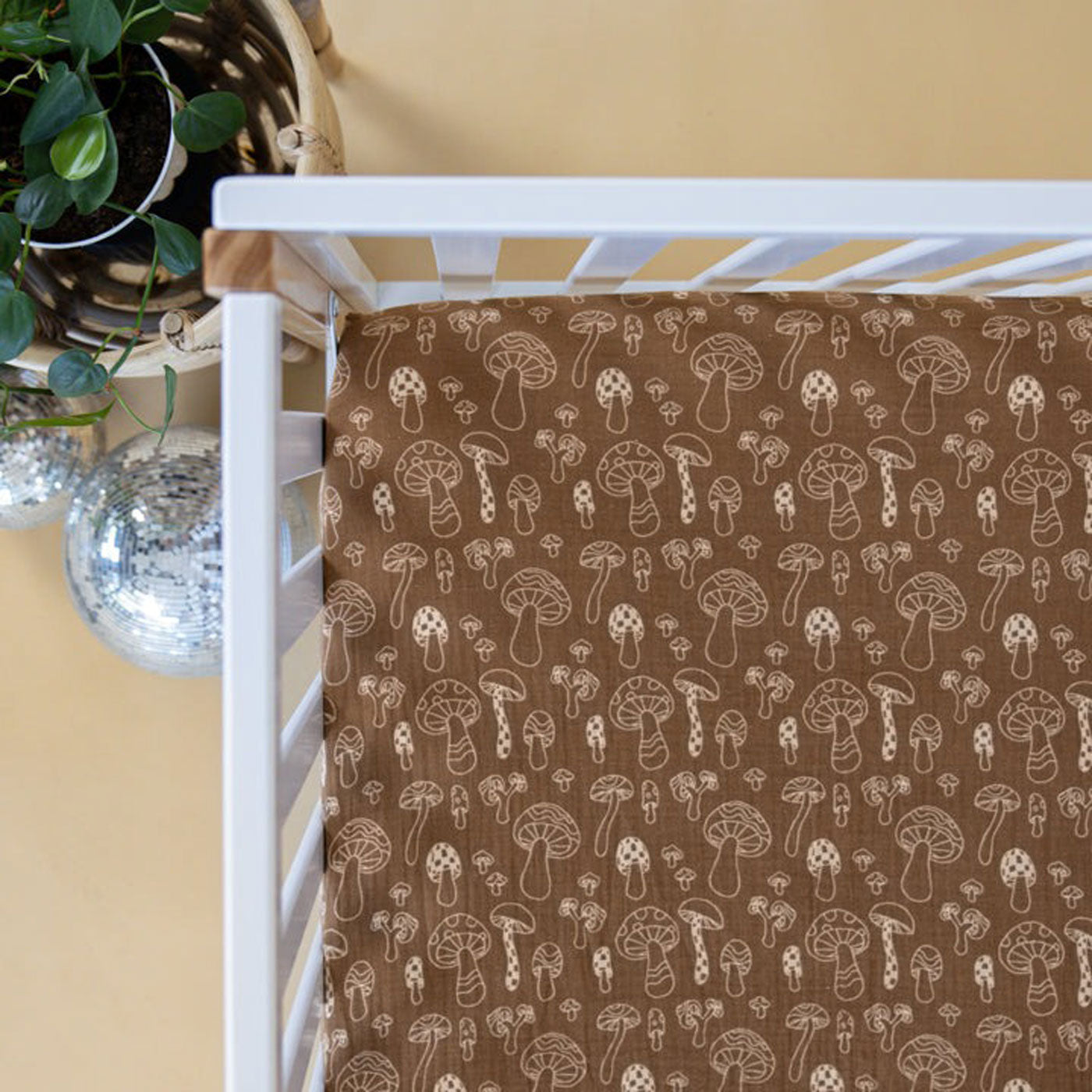 Brixton Phoenix Muslin Crib Sheet - Mushroom