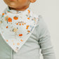 Baby wearing Copper Pearl Single Holiday Bandana Bib - Mickey Mouse's Boo Bash - White