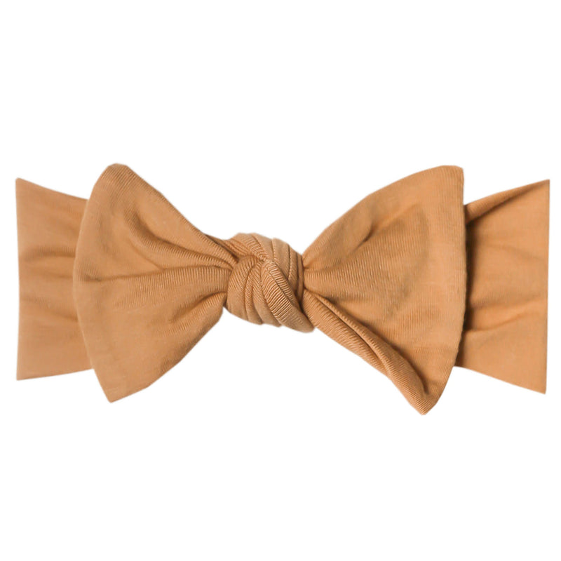 Copper Pearl Knit Headband Bow - Dune