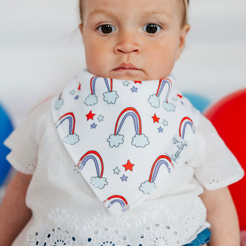 Baby Wearing Copper Pearl Single Holiday Bandana Bib - Liberty Rainbows