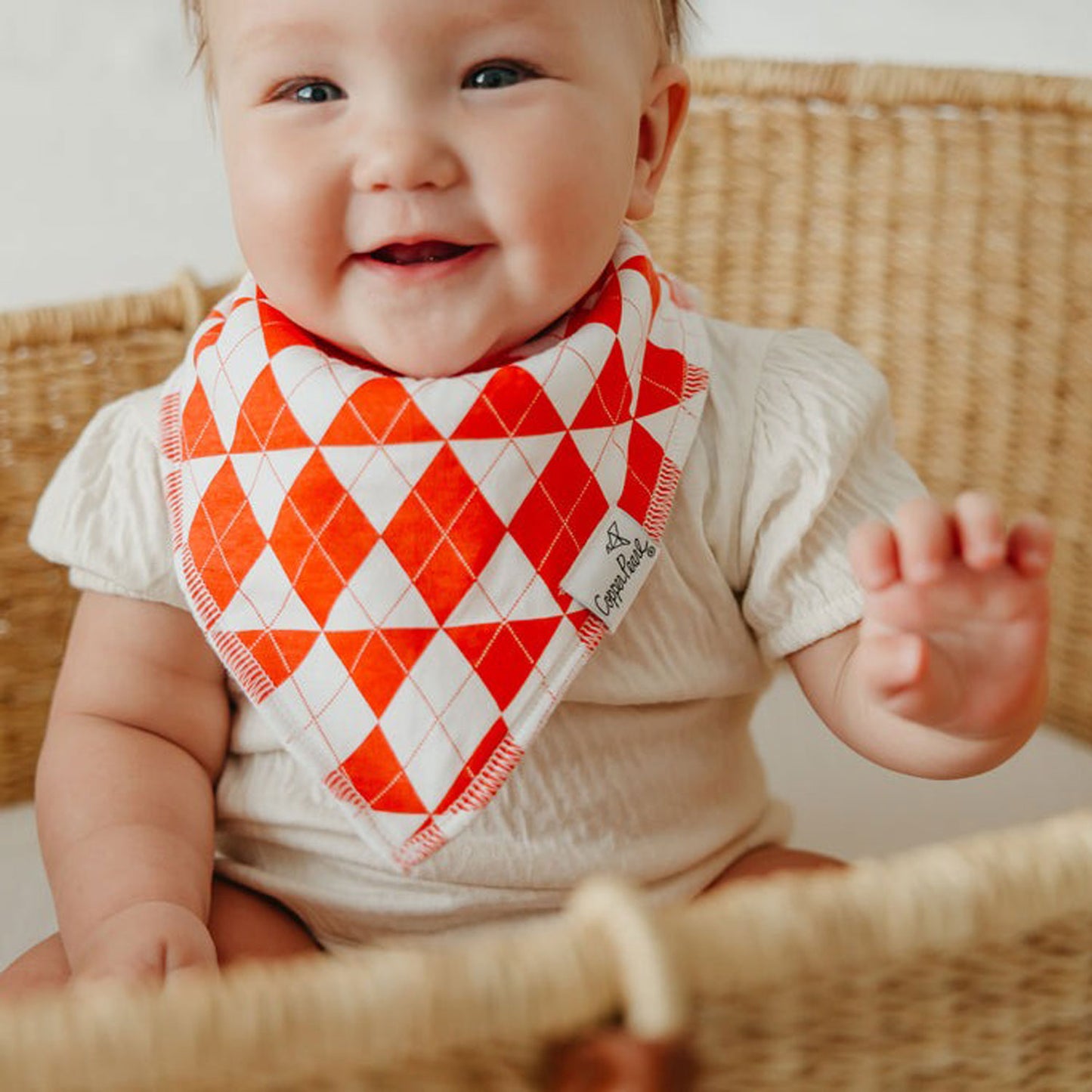 Copper Pearl Single Holiday Bandana Bib - Prancer Plaid