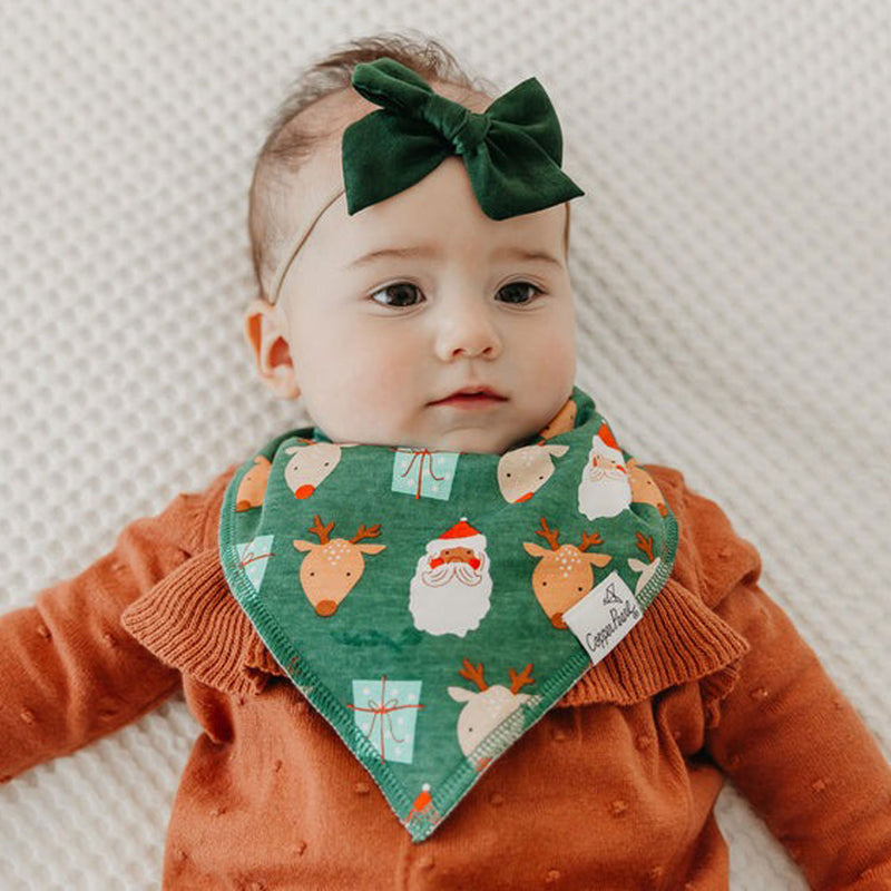 Copper Pearl Single Holiday Bandana Bib - Prancer Santa