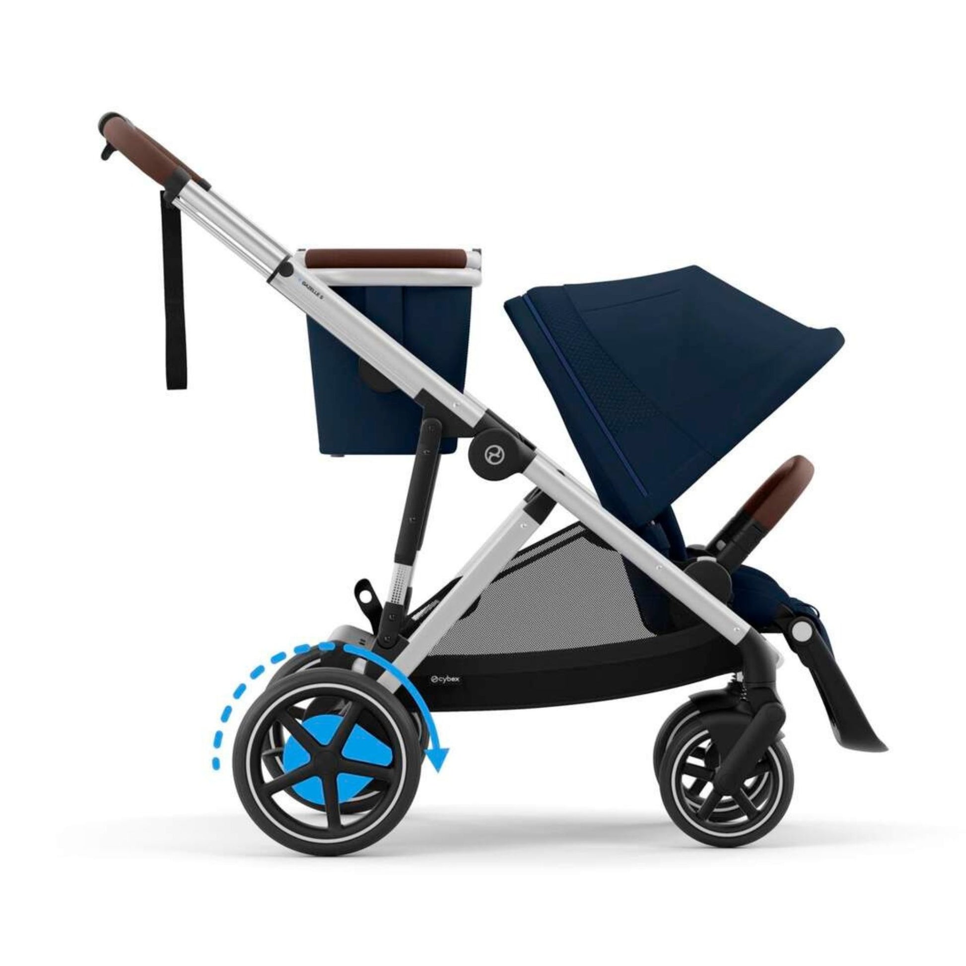 Cybex e-Gazelle S Stroller - Ocean Blue with Silver Frame