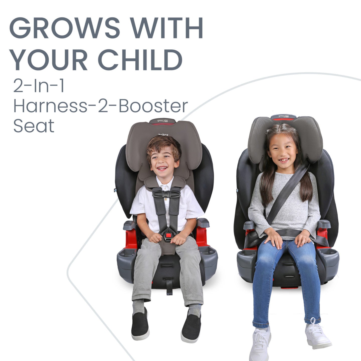 Britax Grow With You ClickTight Harness-2-Booster Seat - Grey Contour Safewash