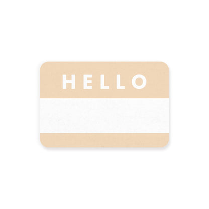 Baby Cubby Hello Sticker - Bold Font - Tan / White