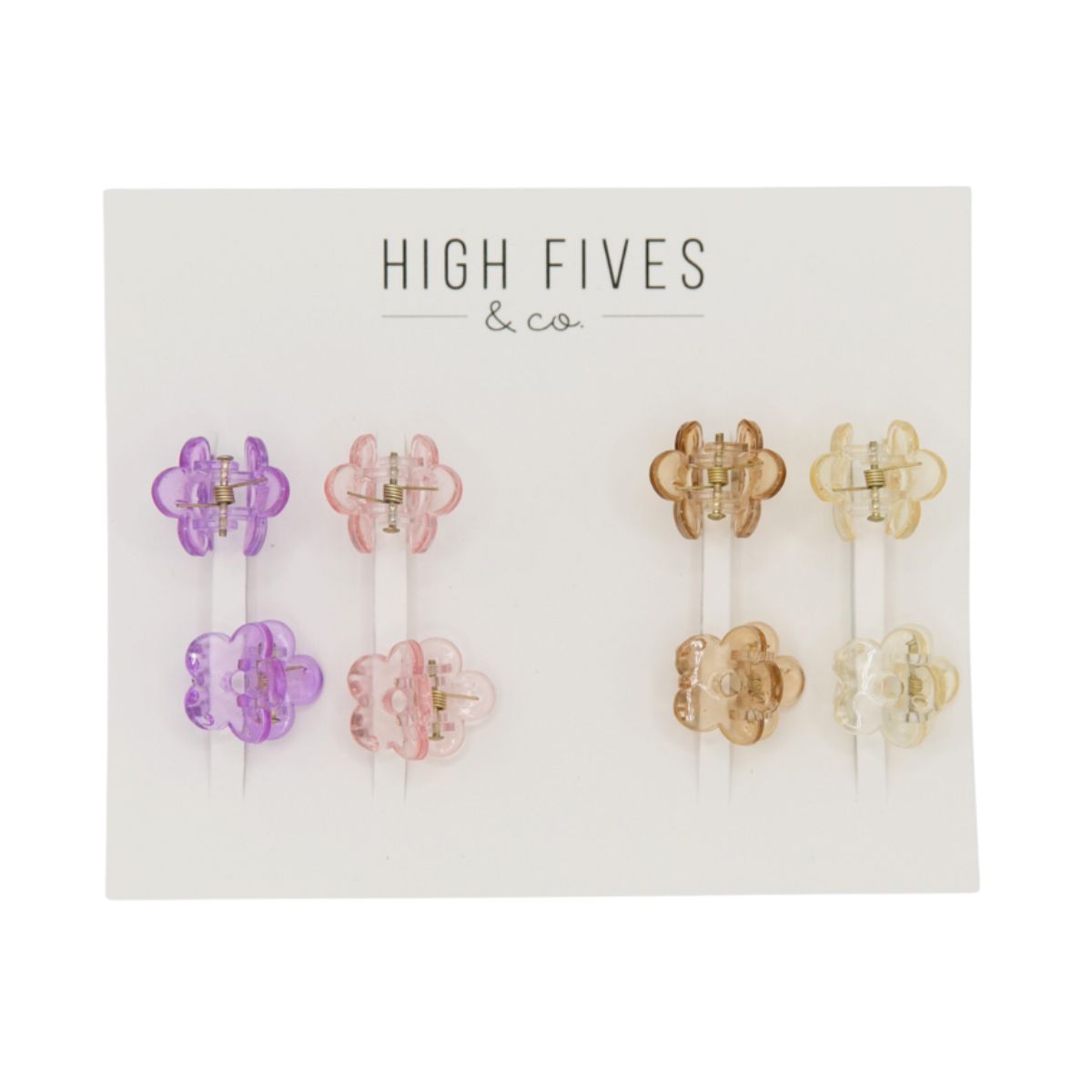 High Fives Mini Daisy Hair Claw Clips - Set of 8 - Clear Warm Tones