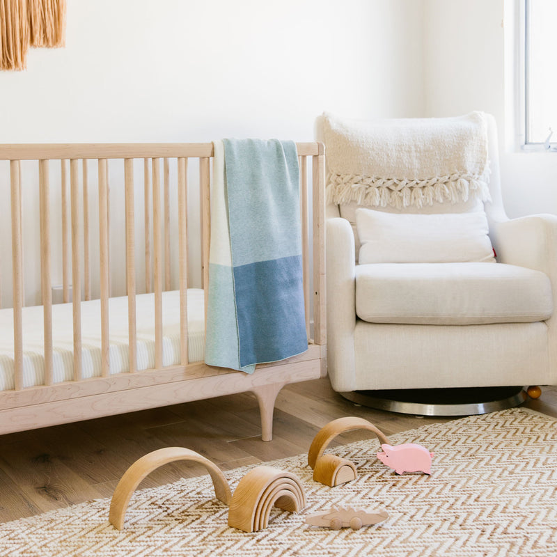 UPPAbaby Knit Blanket - Blue in nursery