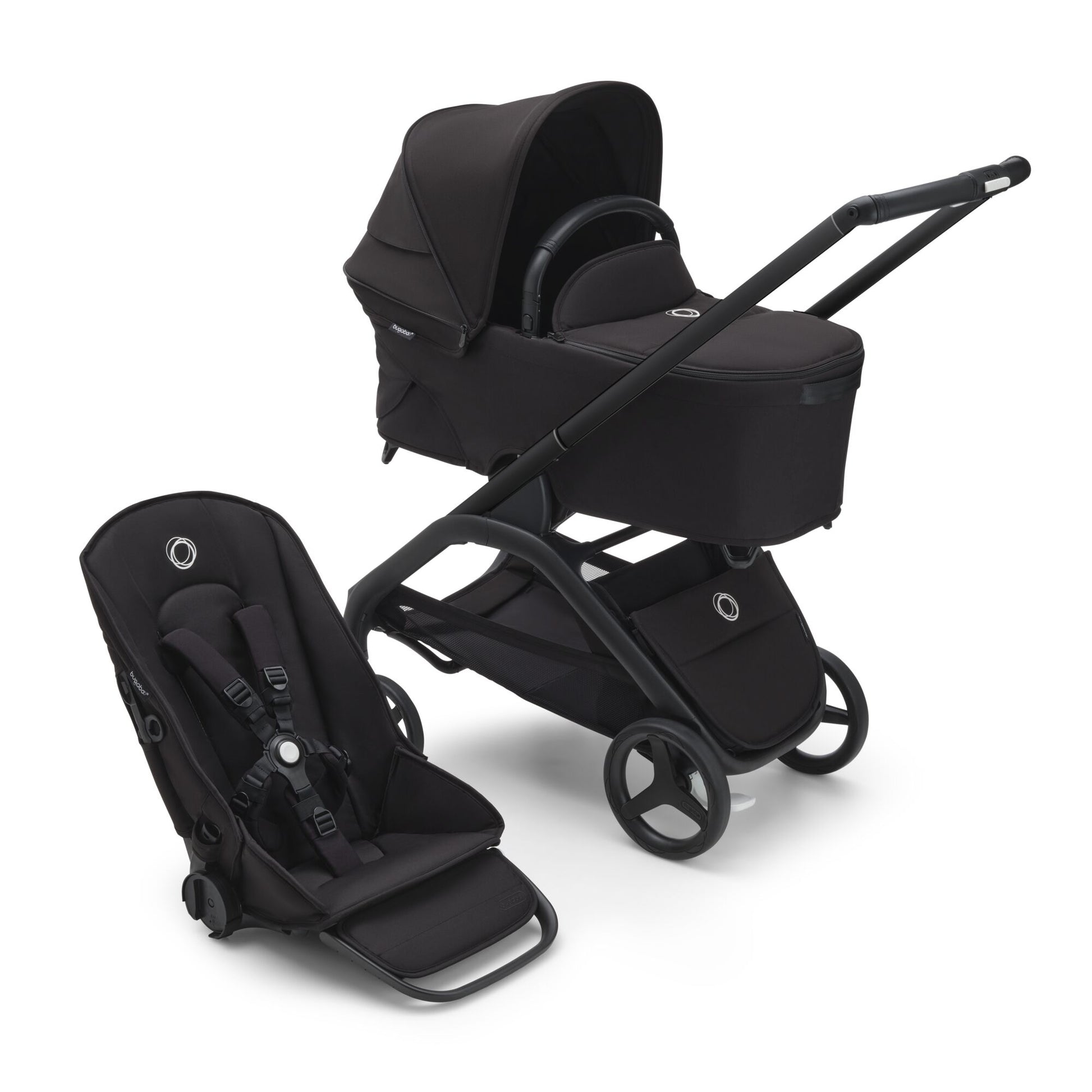 Bugaboo Dragonfly Complete Stroller with Seat and Bassinet - Black/Midnight Black