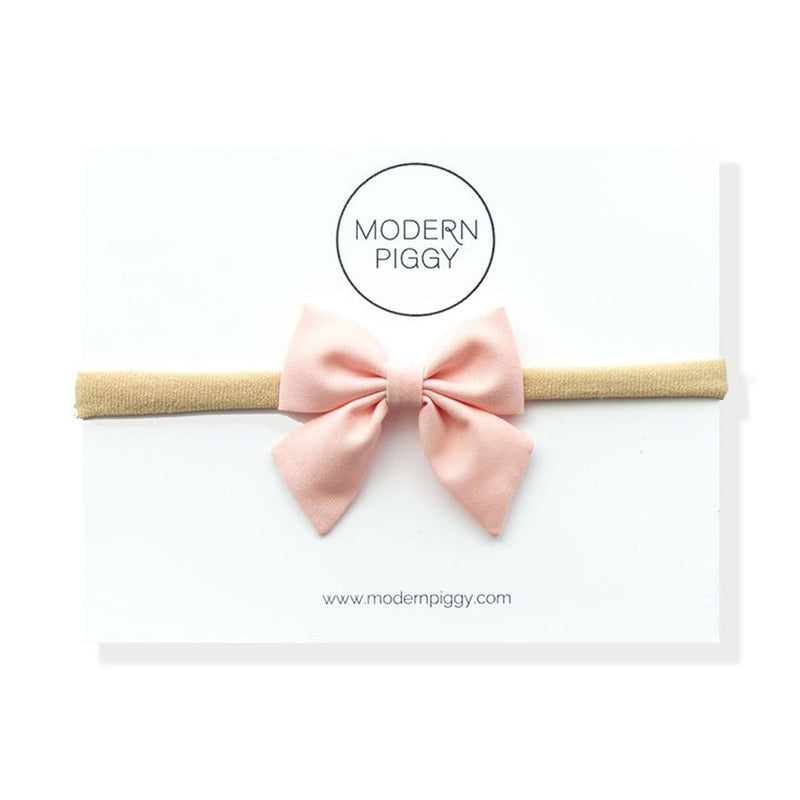 Modern Piggy Mini Piggy Bow - Nylon Headband - Candy Pink