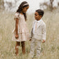 Boy wearing Noralee Sebastian Blazer - Fog stands next to girl