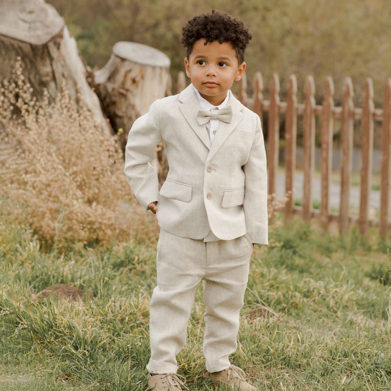 Little boy wearing Noralee Sebastian Pant - Linen