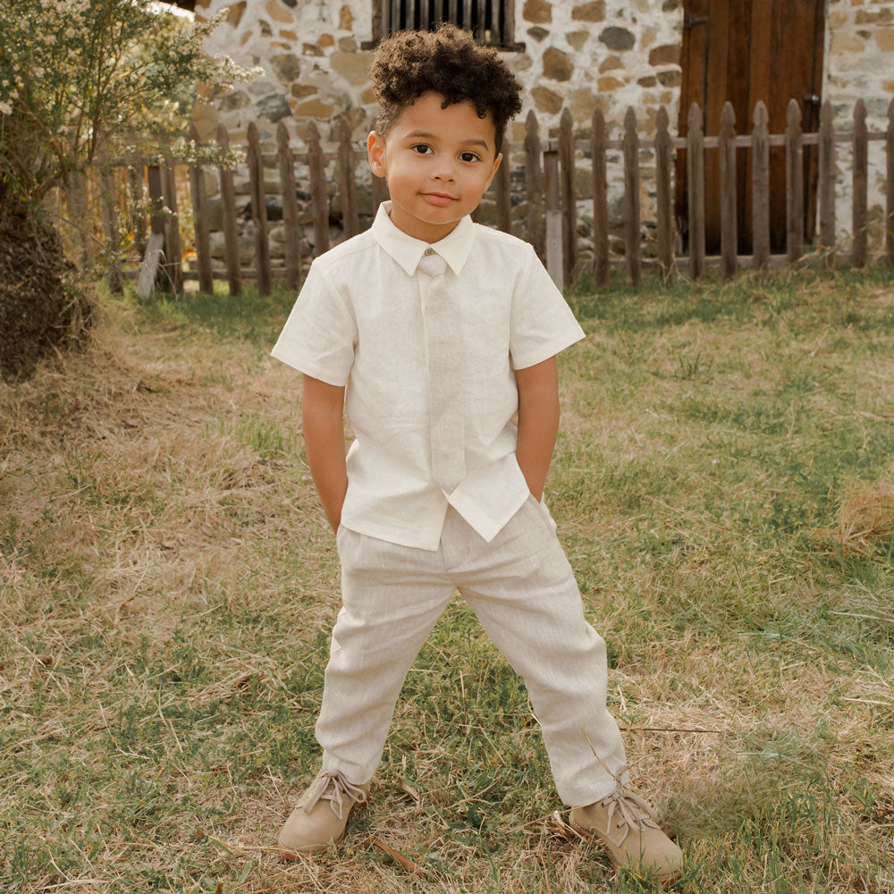 Little boy wearing Noralee Sebastian Pant - Linen