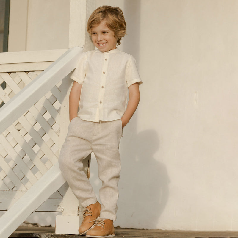 Little boy wearing Noralee Sebastian Pant - Linen