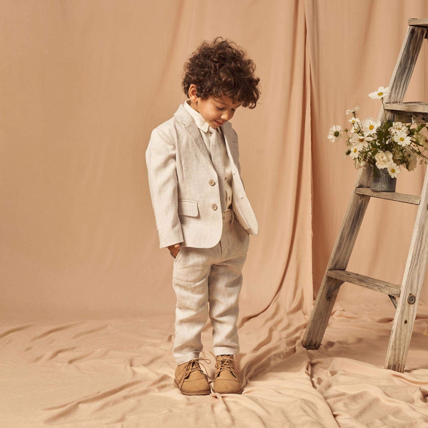 Little boy wearing Noralee Sebastian Pant - Linen