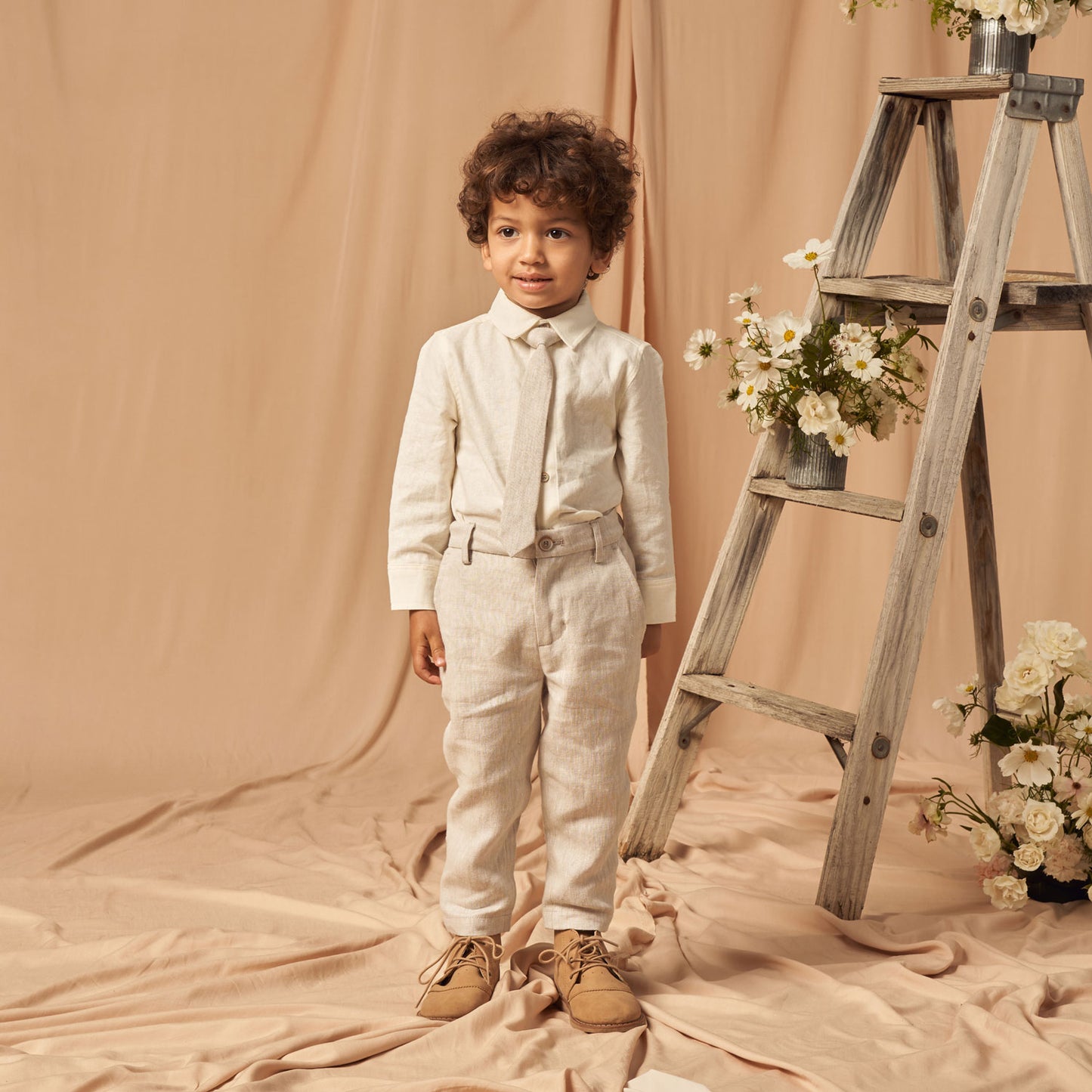 Little boy wearing Noralee Harrison Button Down - Ivory