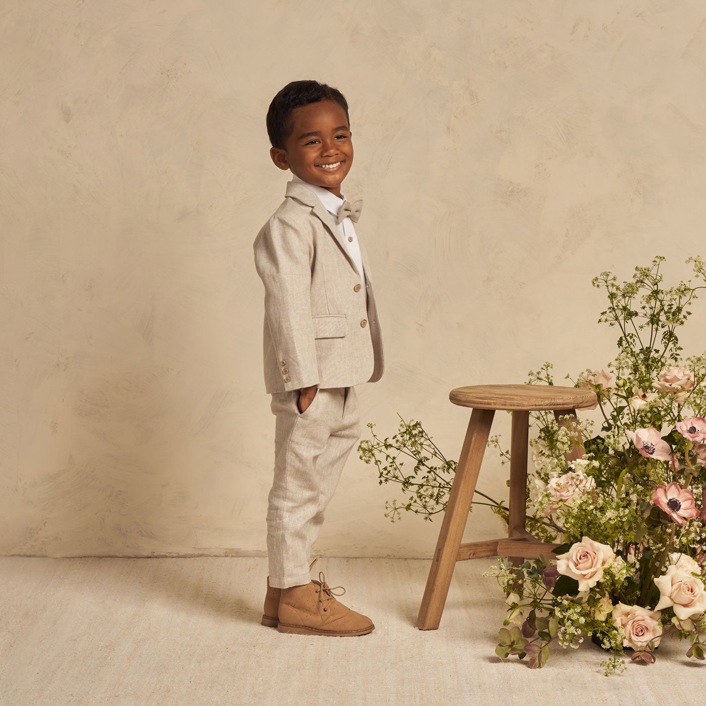 Little boy wearing Noralee Sebastian Pant - Linen