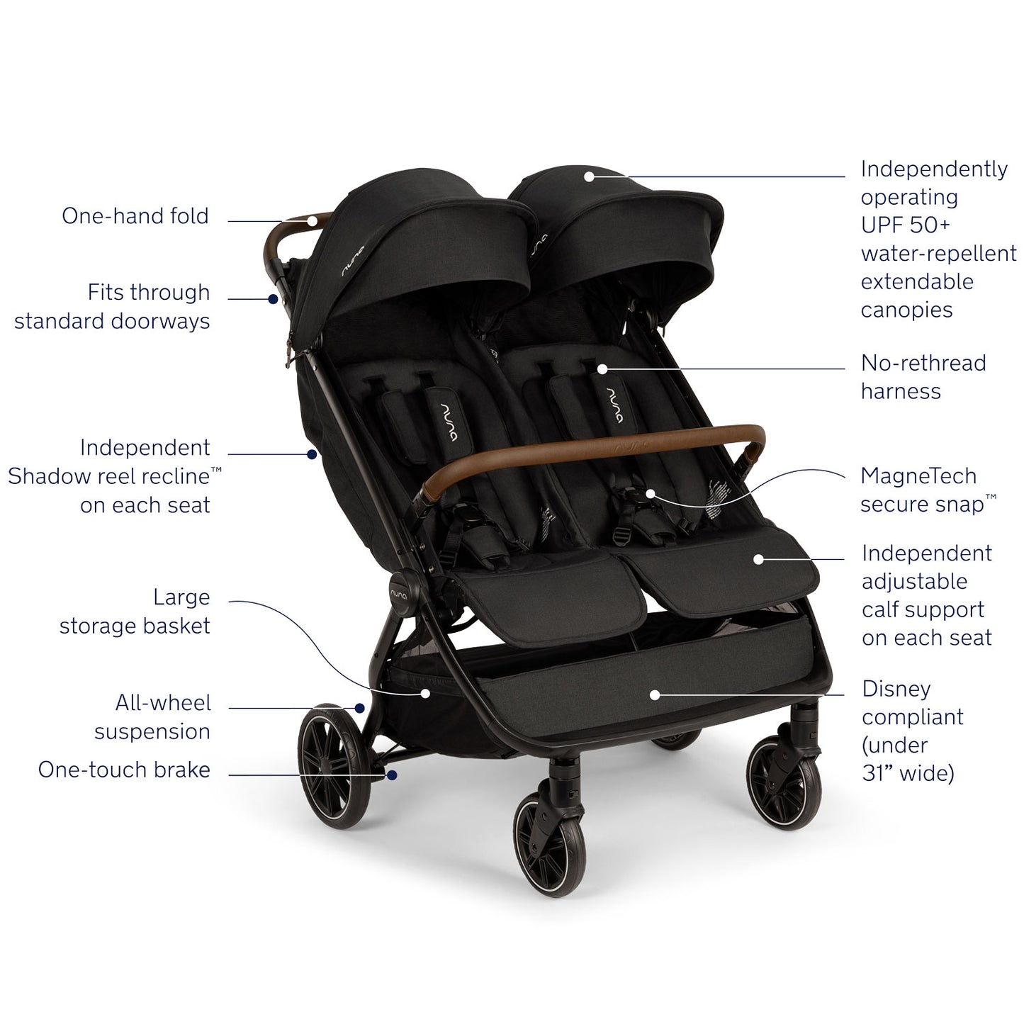 Nuna TRVL Dubl Stroller - Caviar