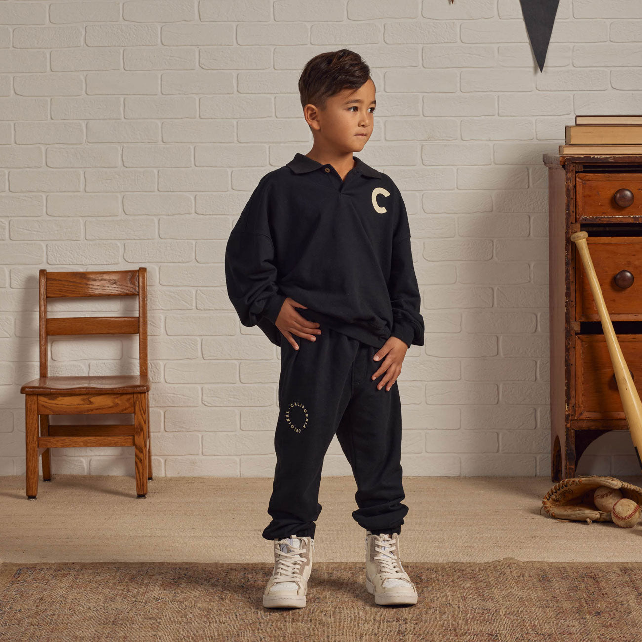 Boy wearing Rylee and Cru Jogger Pant - California Original - Black