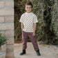 Boy wearing Rylee and Cru Kalen Pant - Plum