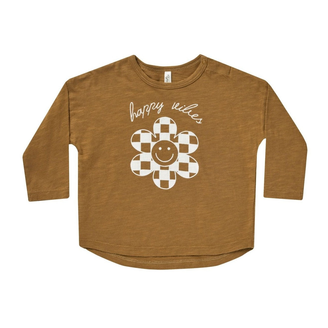 Rylee and Cru Long Sleeve Tee - Happy Vibes - Brass