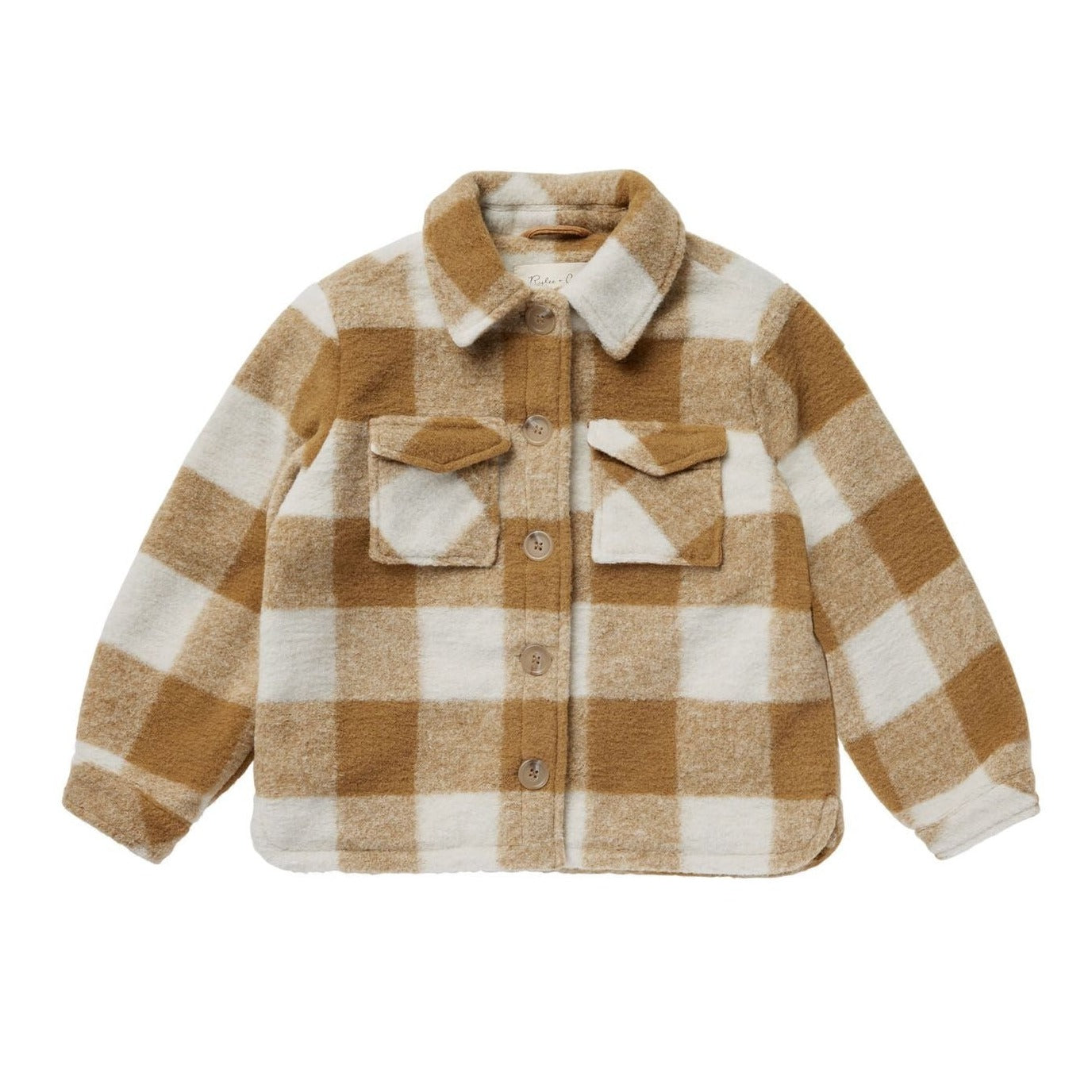 Rylee and Cru Shearling Chore Coat - Brass Checker