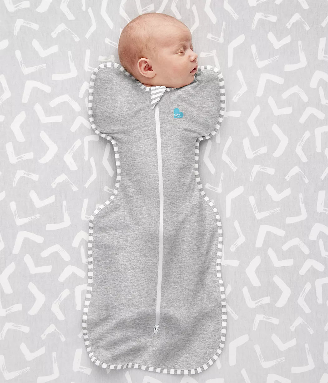 Baby wearing Love to Dream Swaddle Up Original Swaddler - Gray