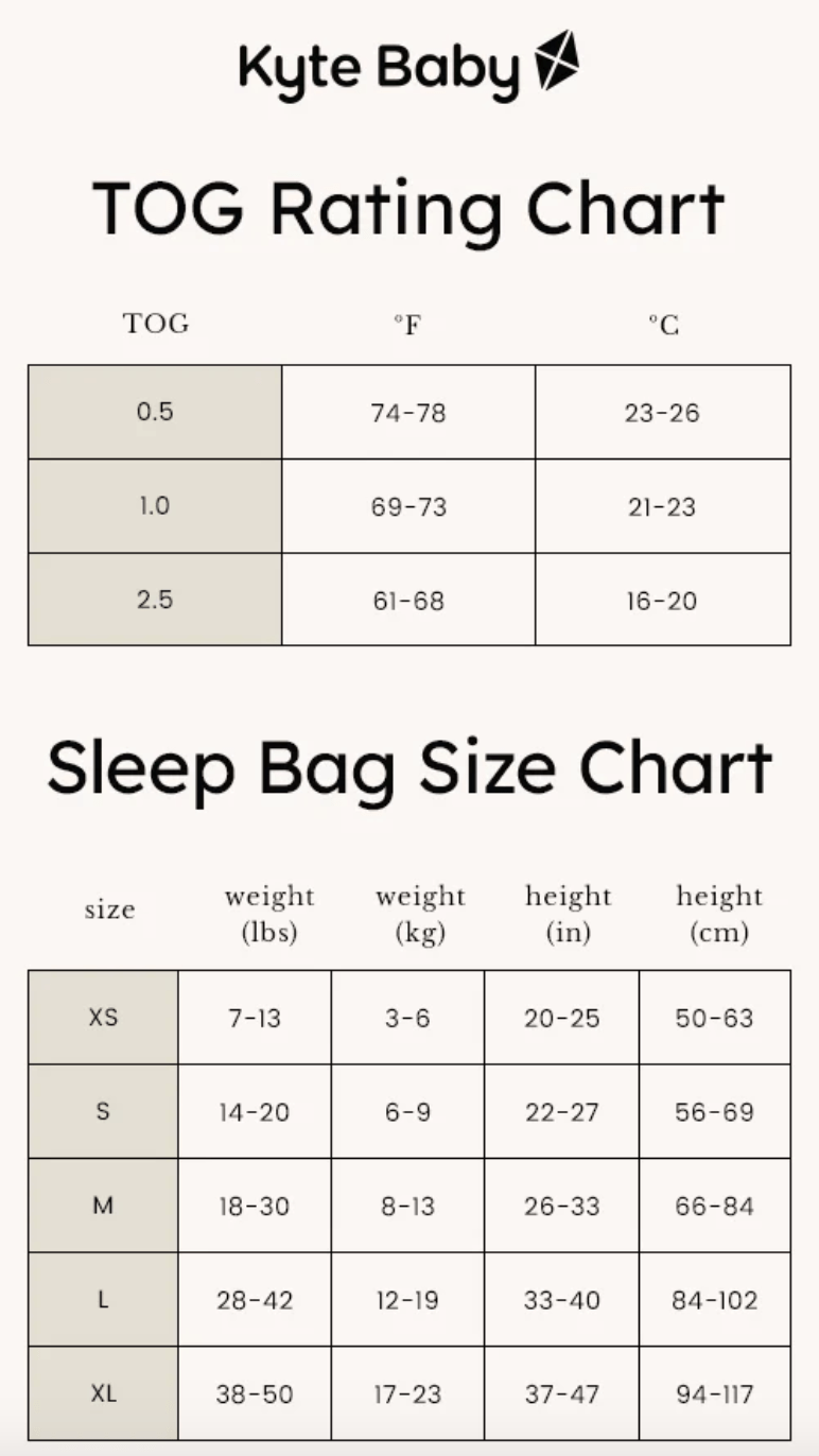 Kyte BABY Size Chart