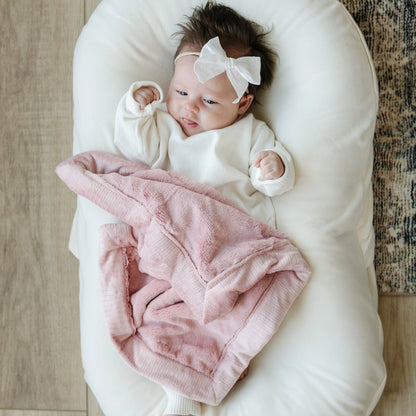 Baby Sleeping with Saranoni Mini Lush Blanket - Ballet Slipper