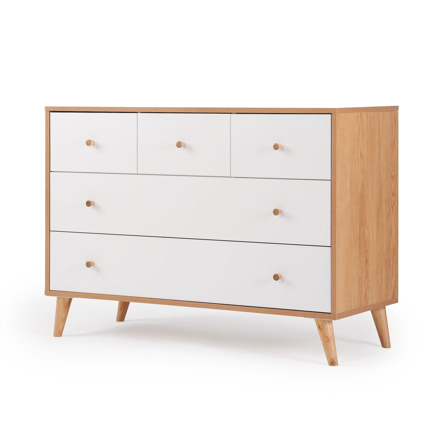 Dadada Austin 5-Drawer Dresser - White / Red Oak