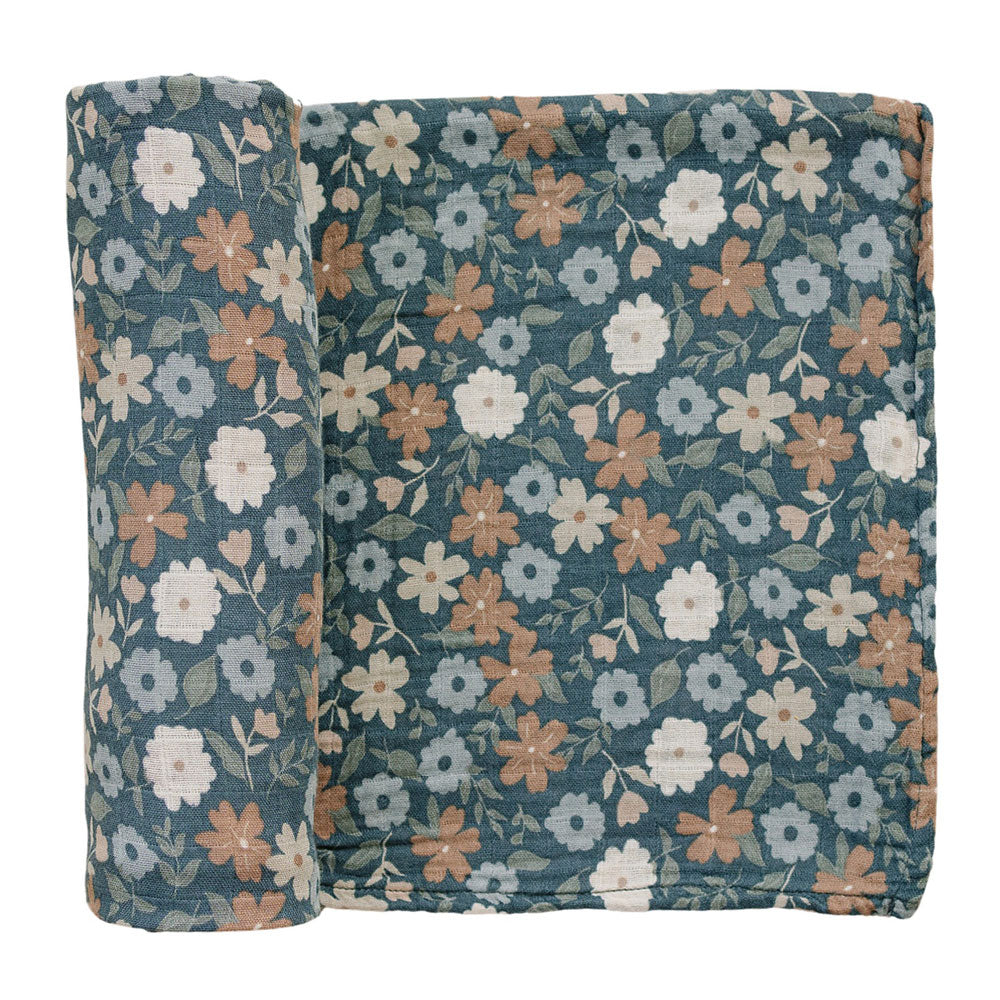 Mebie Baby Muslin Swaddle Blanket - Midnight Floral