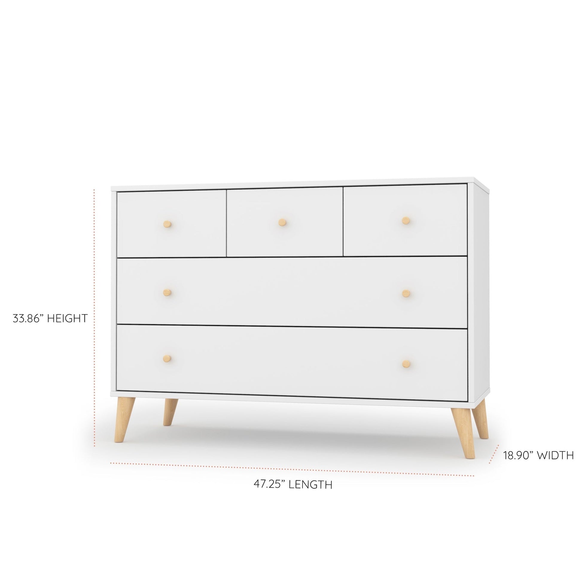 Dadada Austin 5-Drawer Dresser - White / Natural