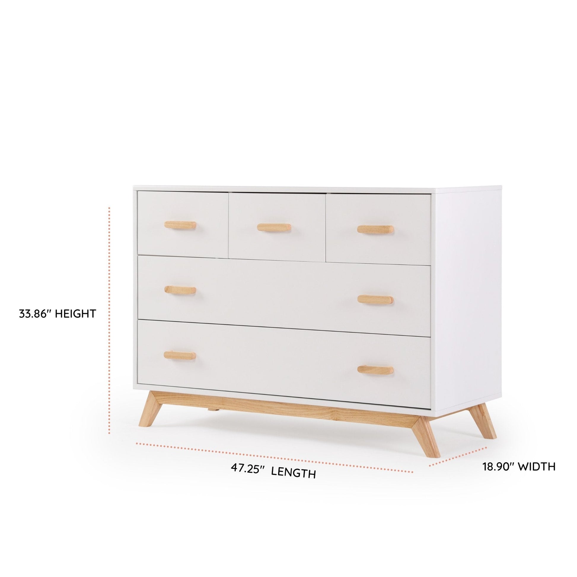 Soho 5-Drawer Dresser - White / Natural