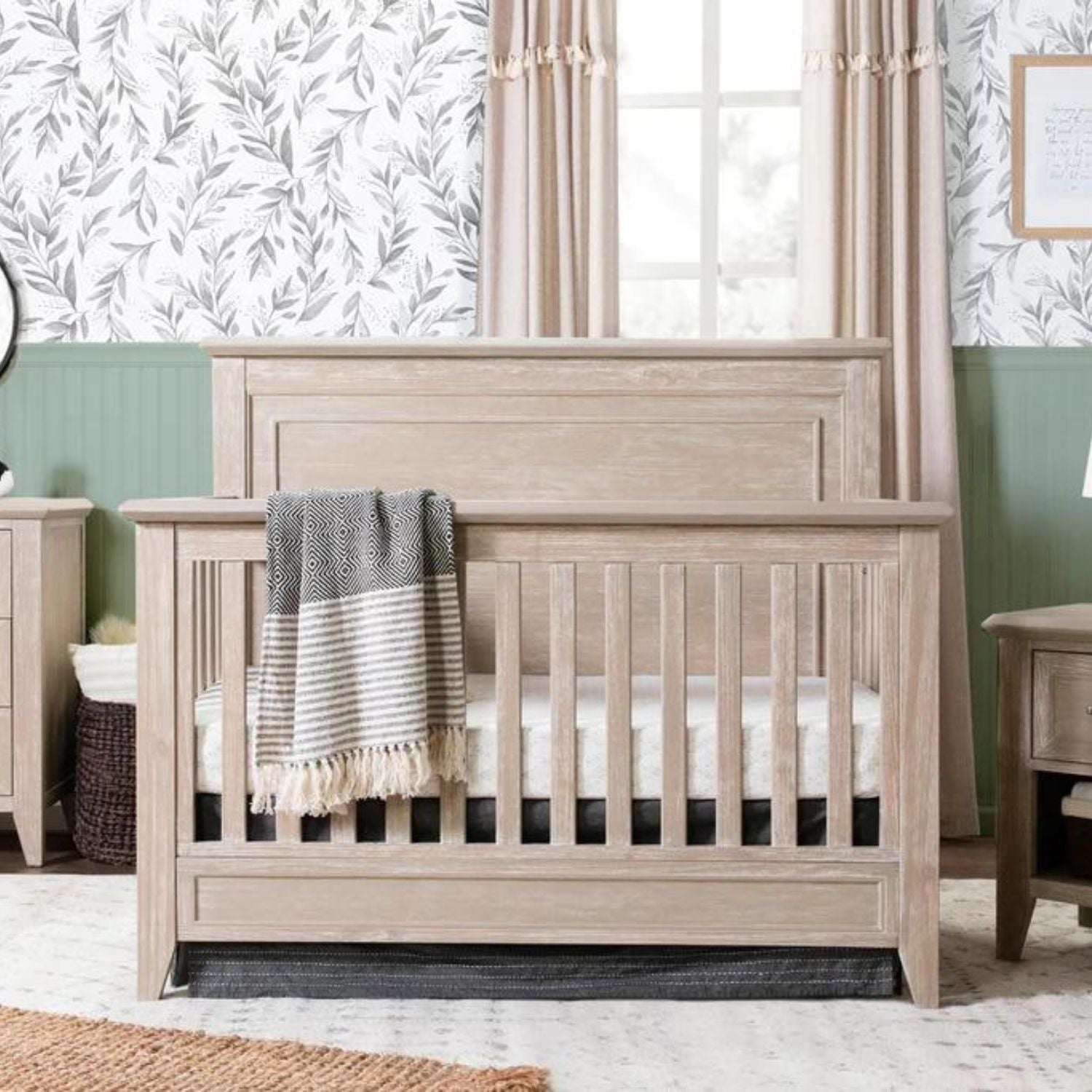 Monogram by Namesake Beckett Rustic 4-in-1 Convertible Flat Top Crib (Franklin and Ben) - Sandbar