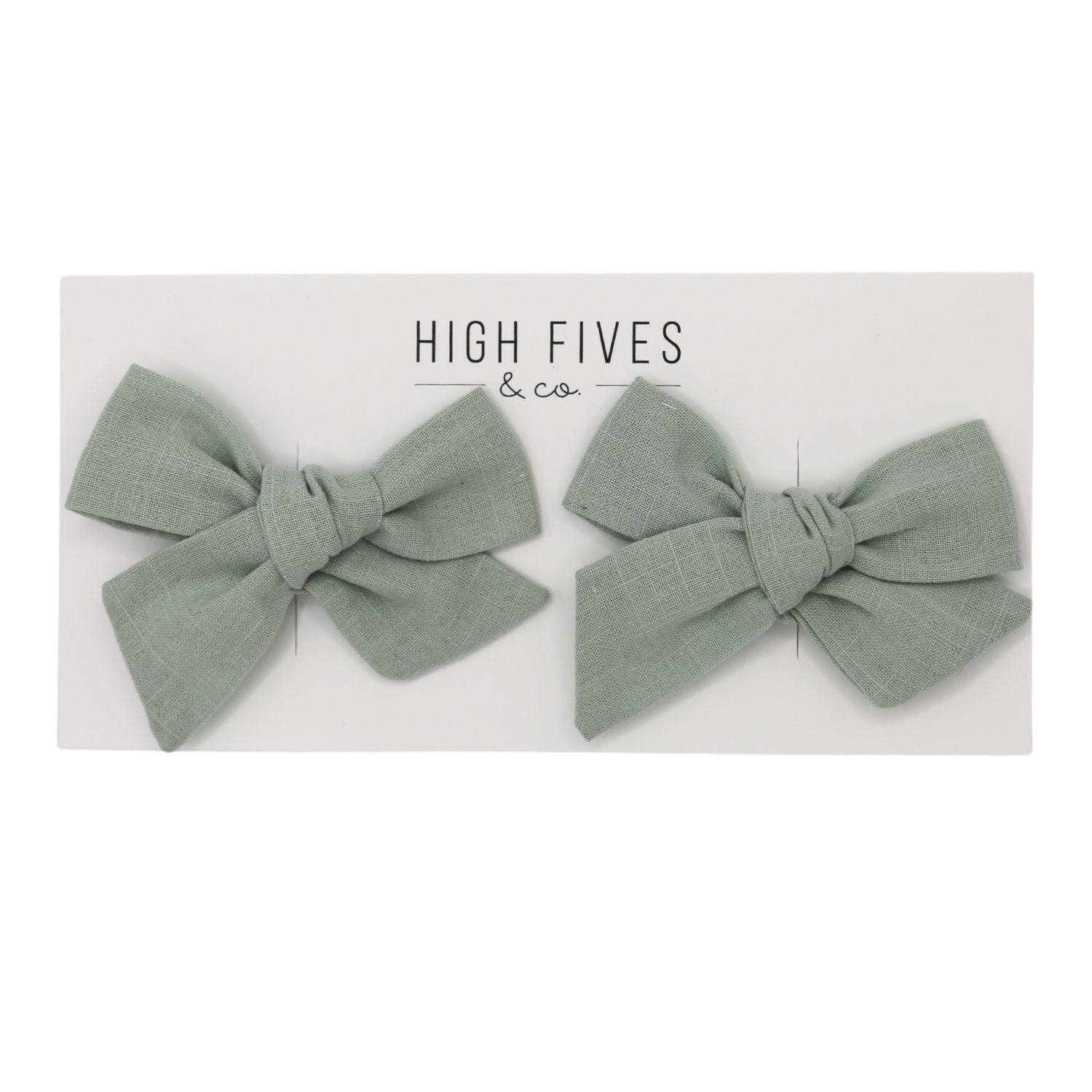 High Fives Linen Bow Clips - Piggy Set - Light Blue