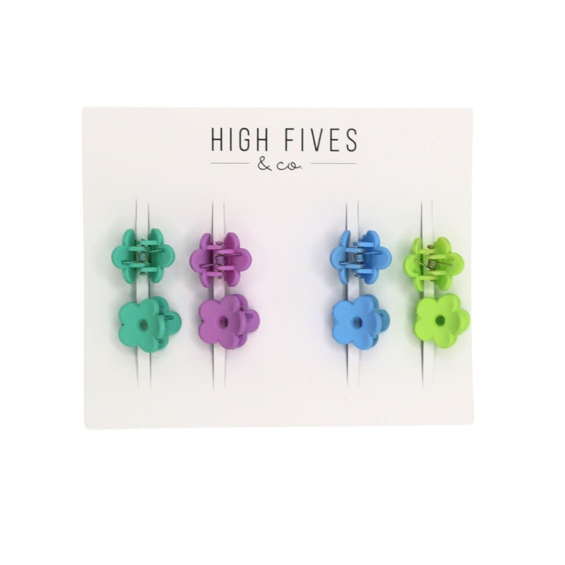 High Fives Mini Daisy Hair Claw Clips - Set of 8 - Matte Cool Tones