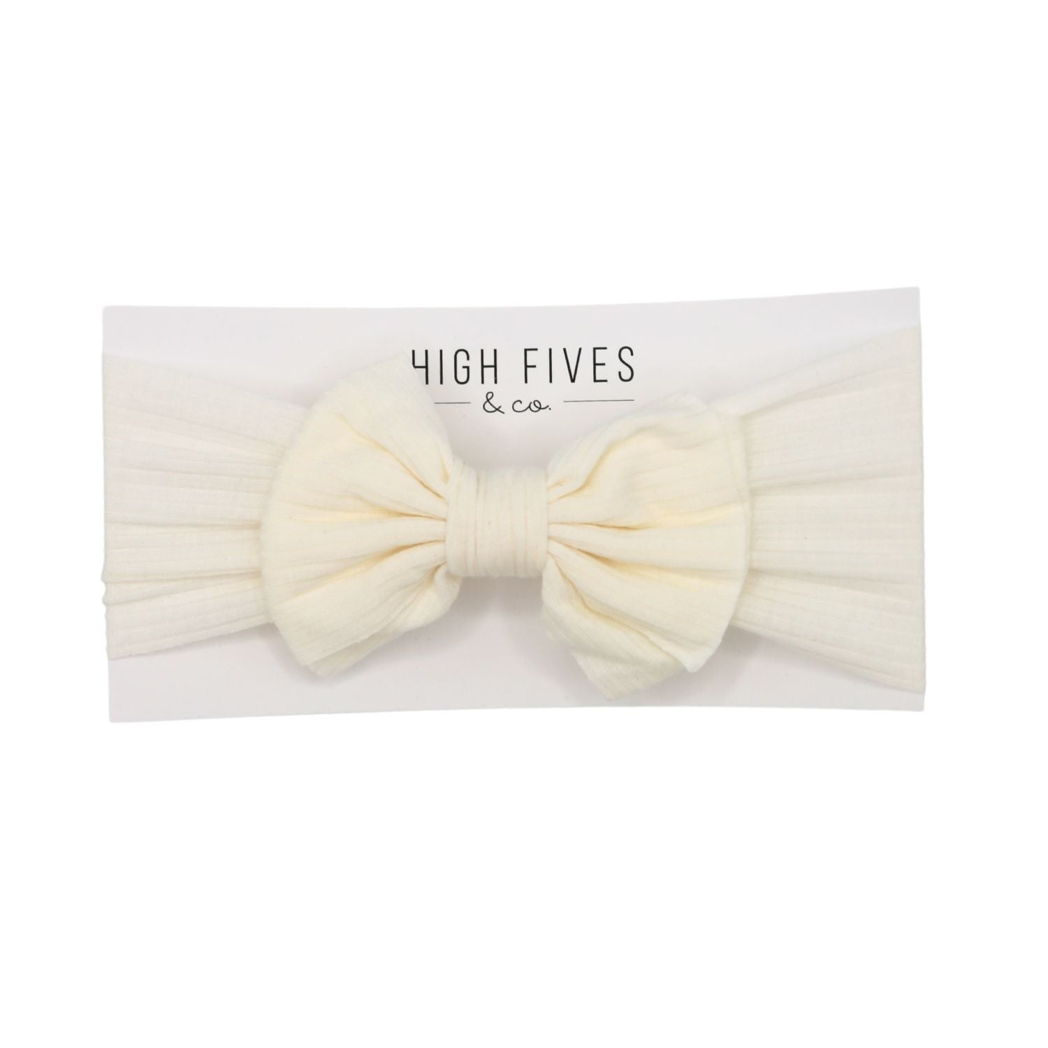 High Fives Ribbed Bow Headwrap - Cream Sparkle