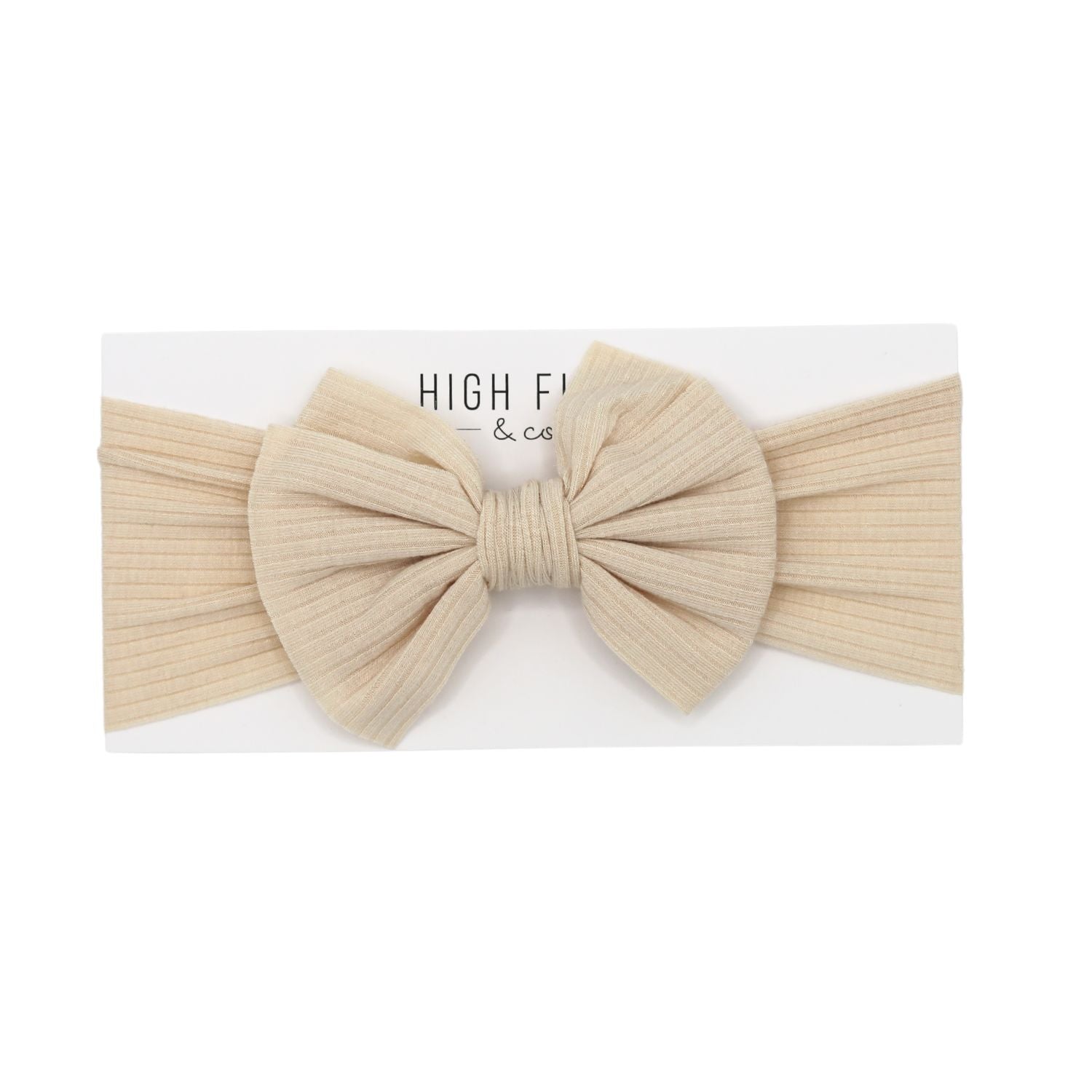 High Fives Ribbed Bow Headwrap - Muted Khaki Sparkle