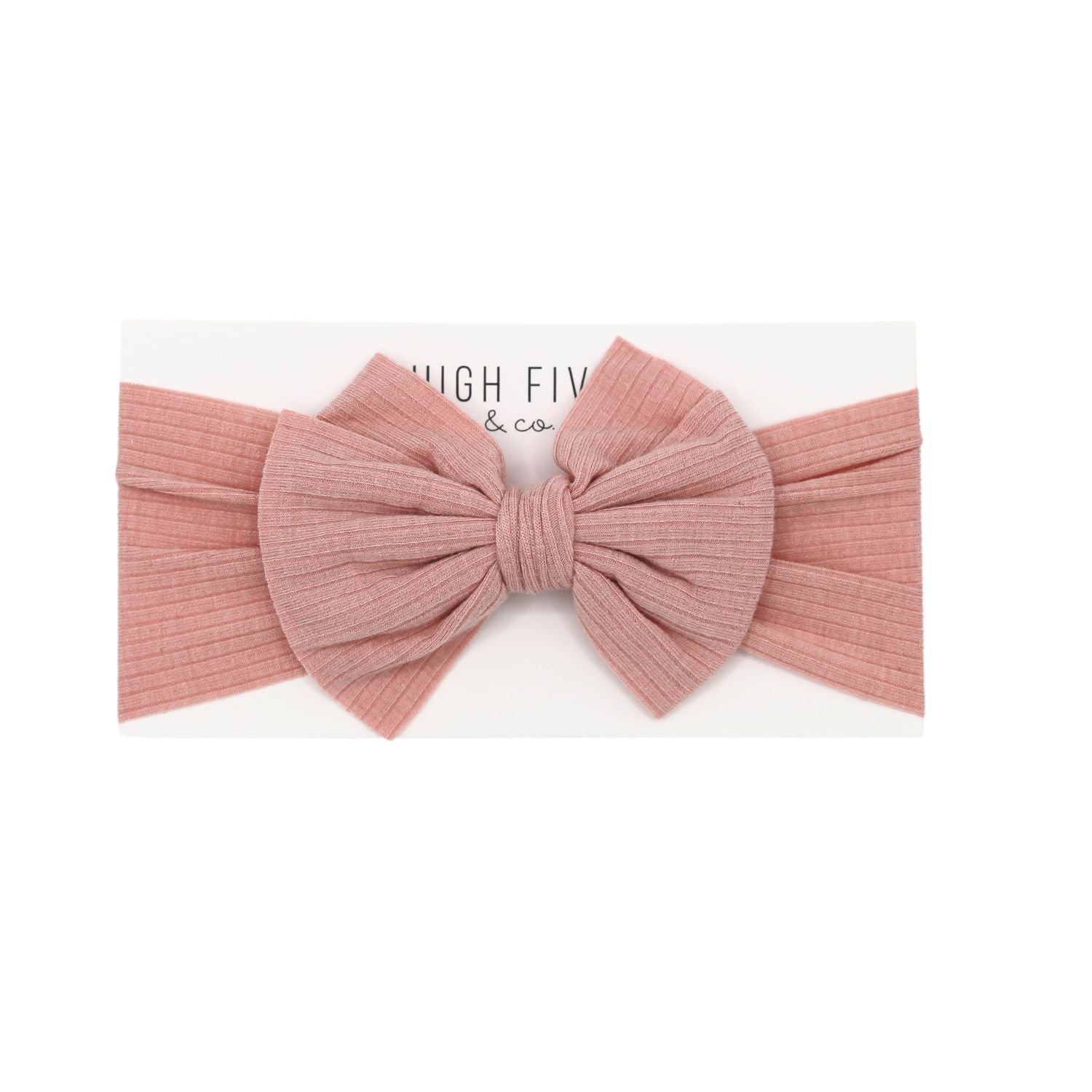 High Fives Ribbed Bow Headwrap - Pink Sparkle