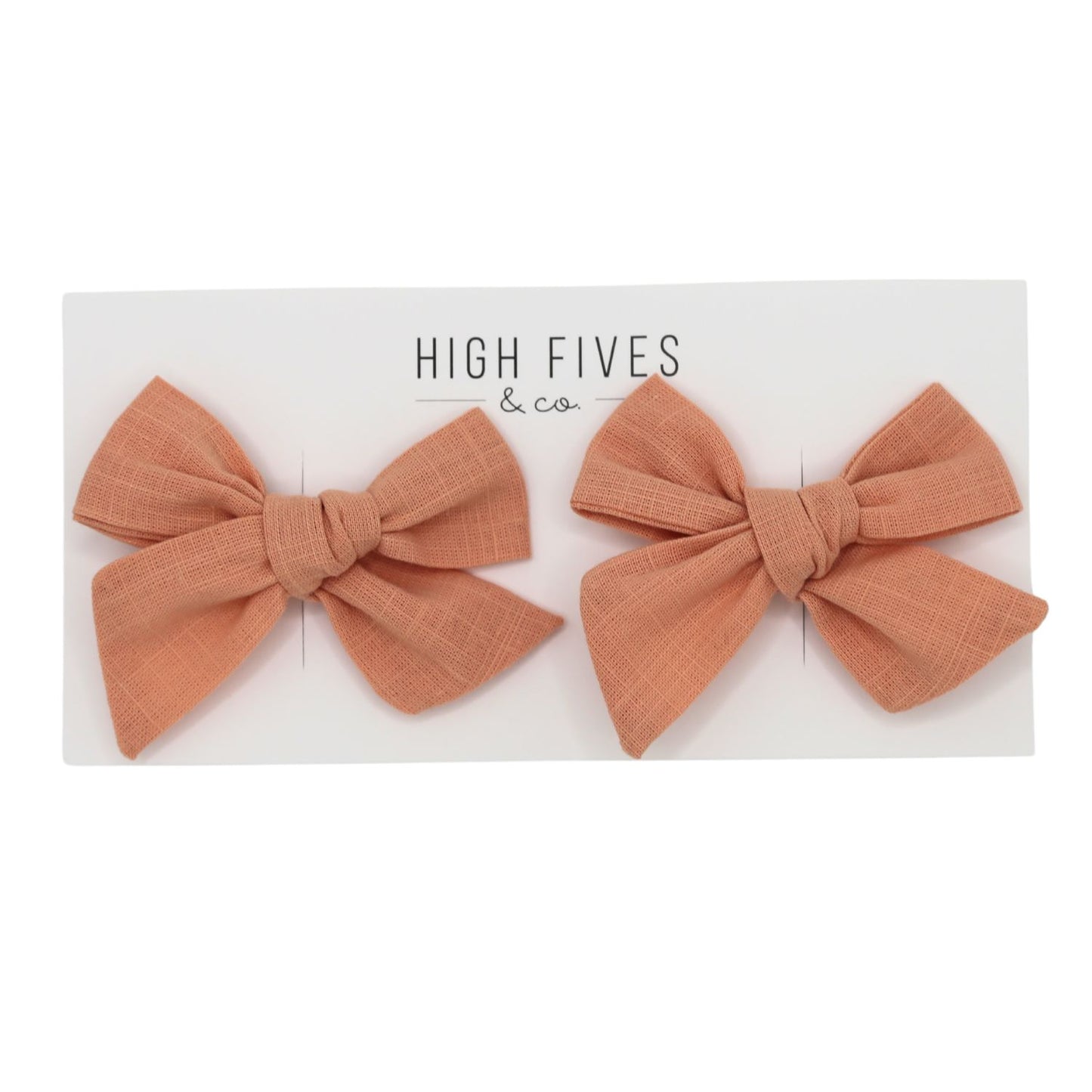 High Fives Linen Bow Clips - Piggy Set - Peach