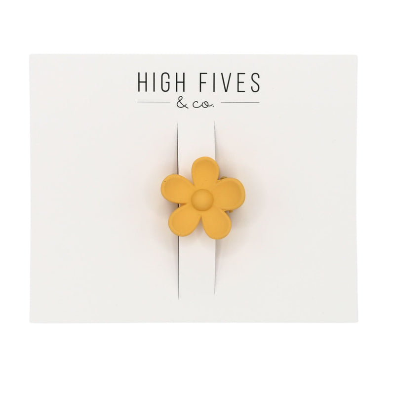 High Fives Flower Hair Claw Clips - 1.35" - Flax Yellow