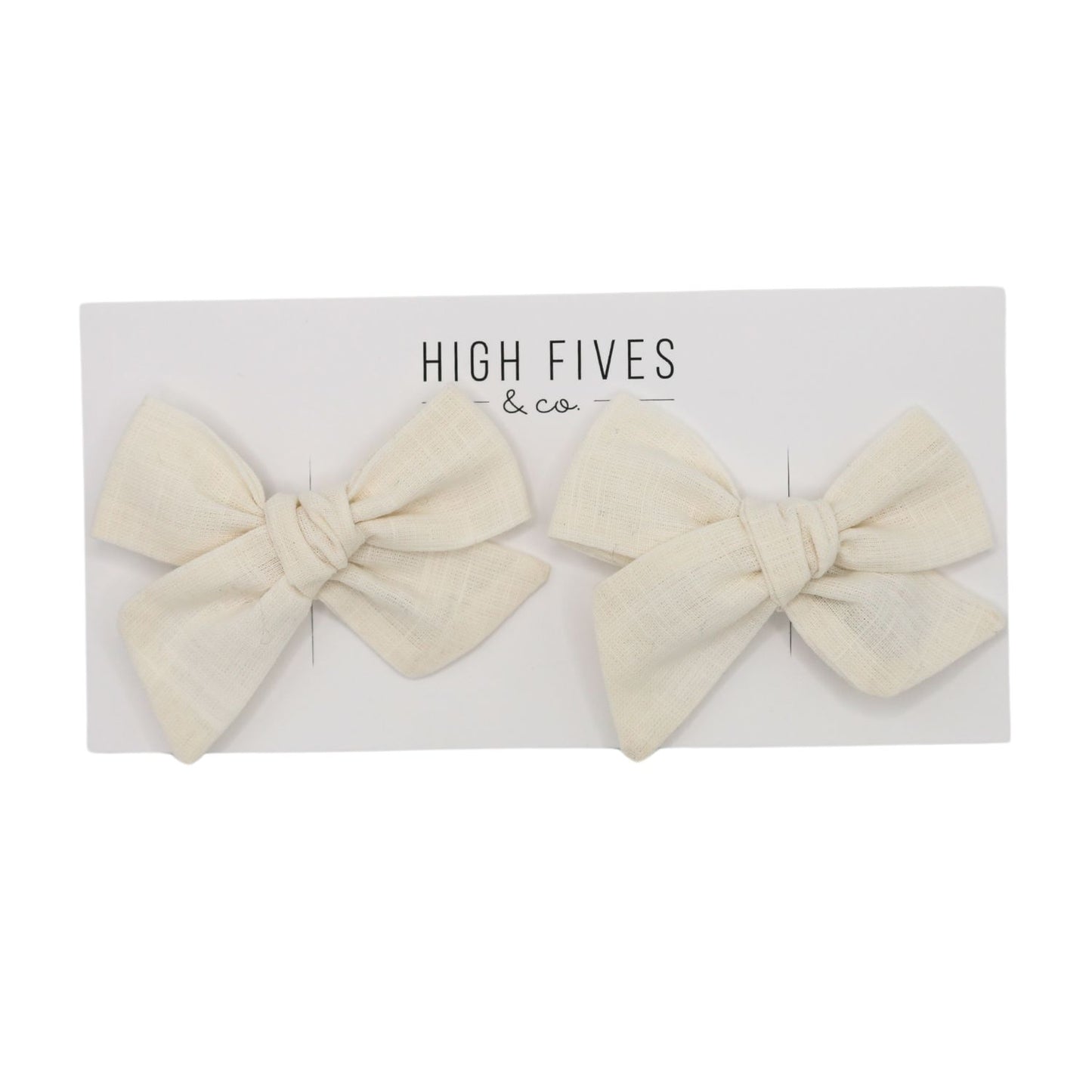 High Fives Linen Bow Clips - Piggy Set - White