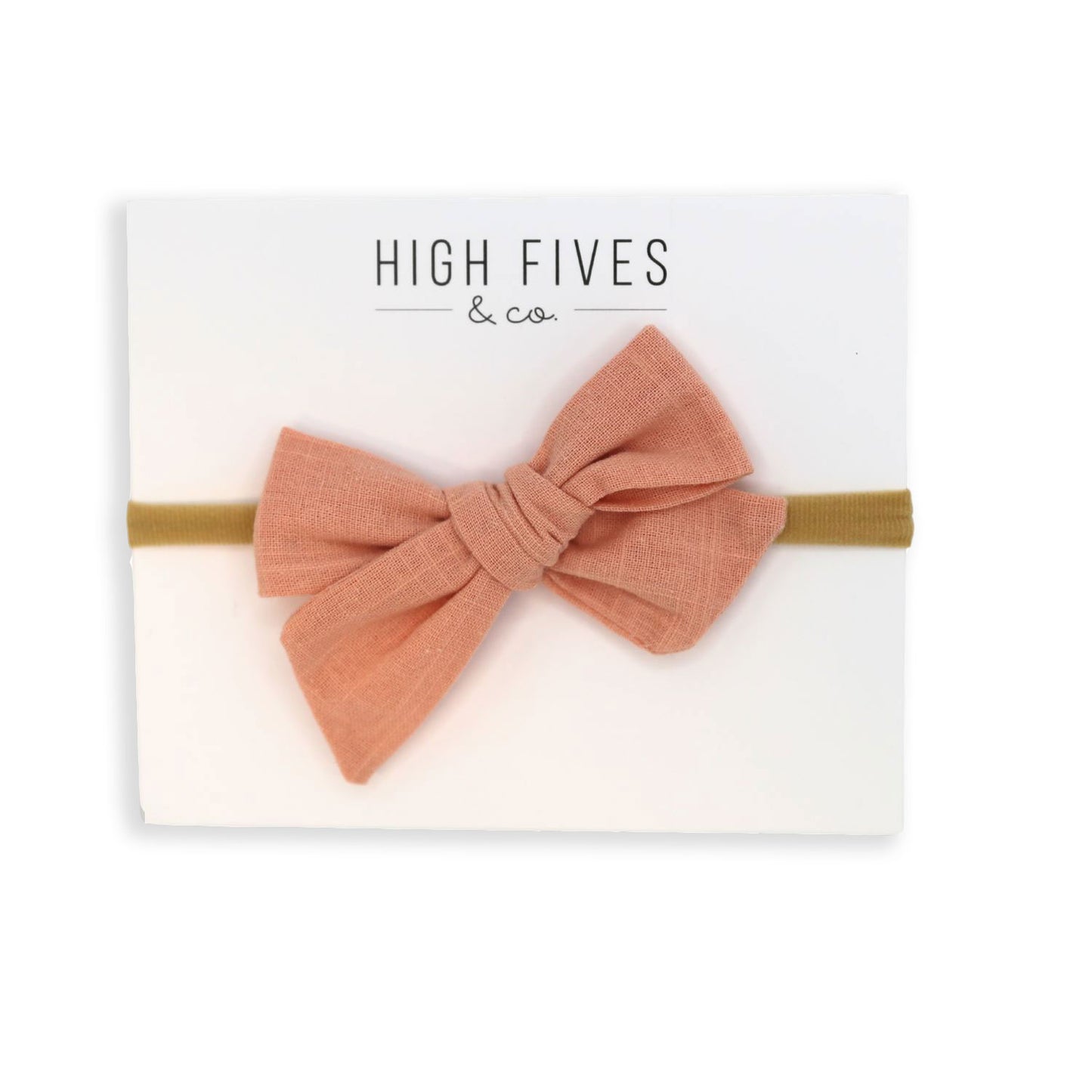 High Fives Linen Bow Nylon Headband - Peach