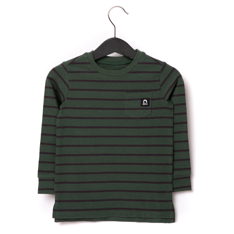 RAGS Essentials Long Sleeve Pocket Kids Tee - Sagebrush Stripe