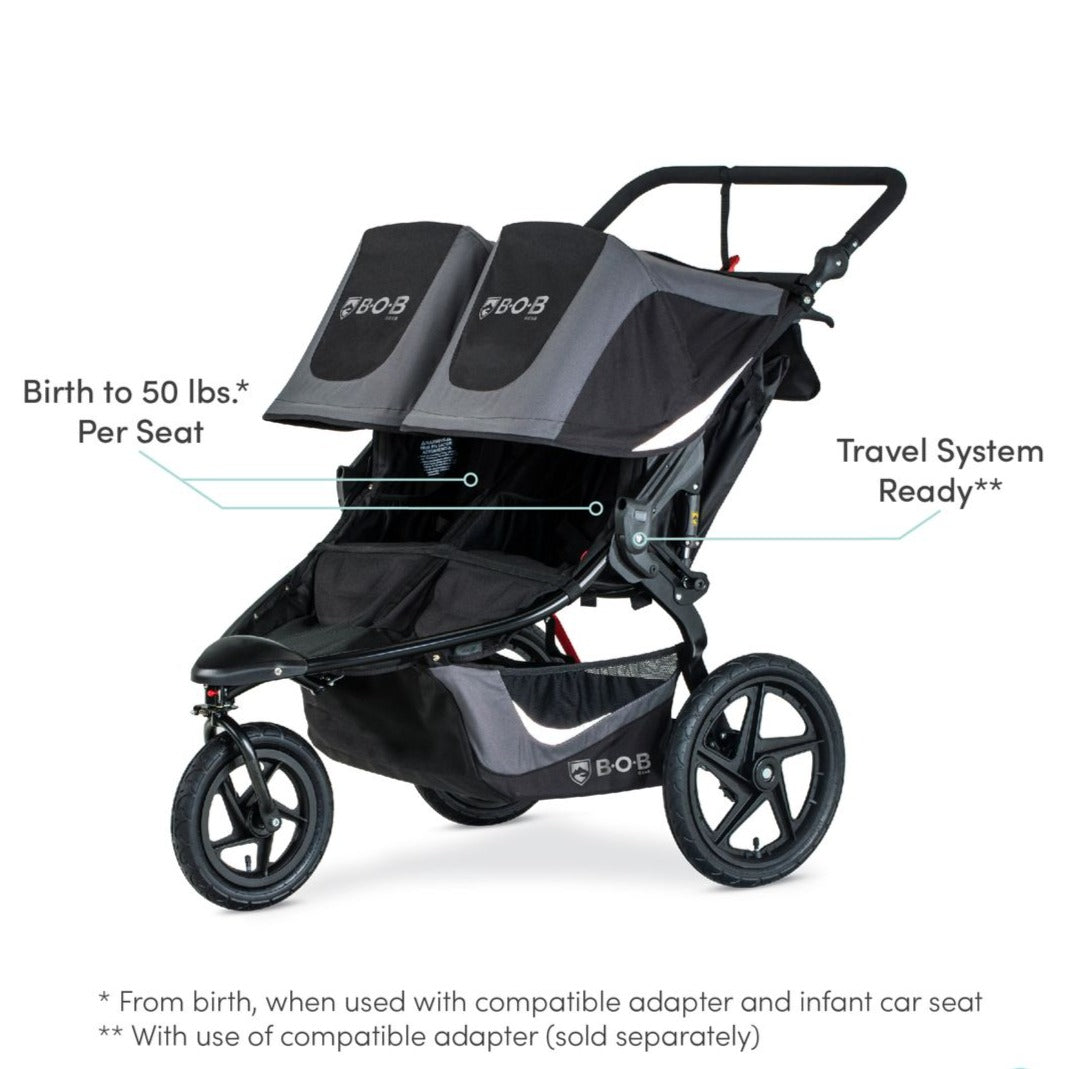 BOB Revolution Flex Duallie 3.0 Double Jogging Stroller Features - Graphite Black